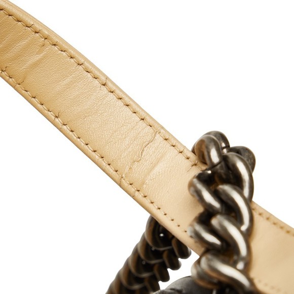 CHANEL Cocomark Boy Large Chain Bag Beige Black Lambskin - Picture 5 of 10